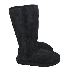 UGG Women’s Suede Leather Classic Tall Booties Black 6